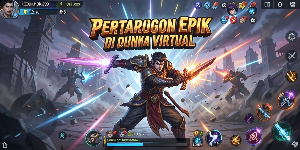 Tangkapan layar gameplay KODOKHOKI889 menampilkan karakter bertarung dengan grafis yang memukau.