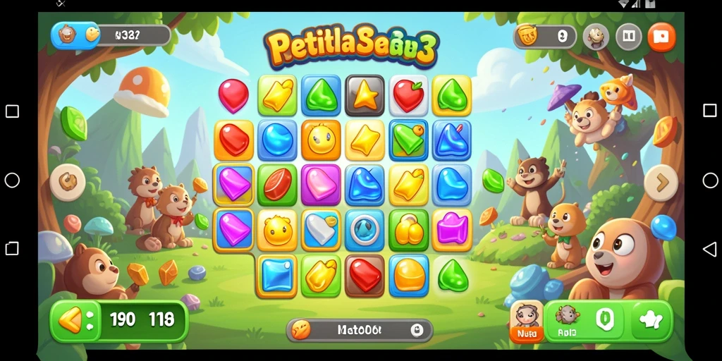 Tampilan gameplay N32 yang mengasyikkan dan penuh warna di permainan Match-3.