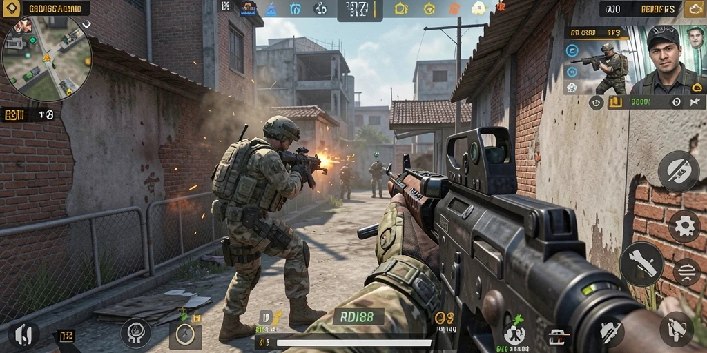 Tampilan gameplay RDI88 menunjukkan aksi tembak-menembak yang mendebarkan.