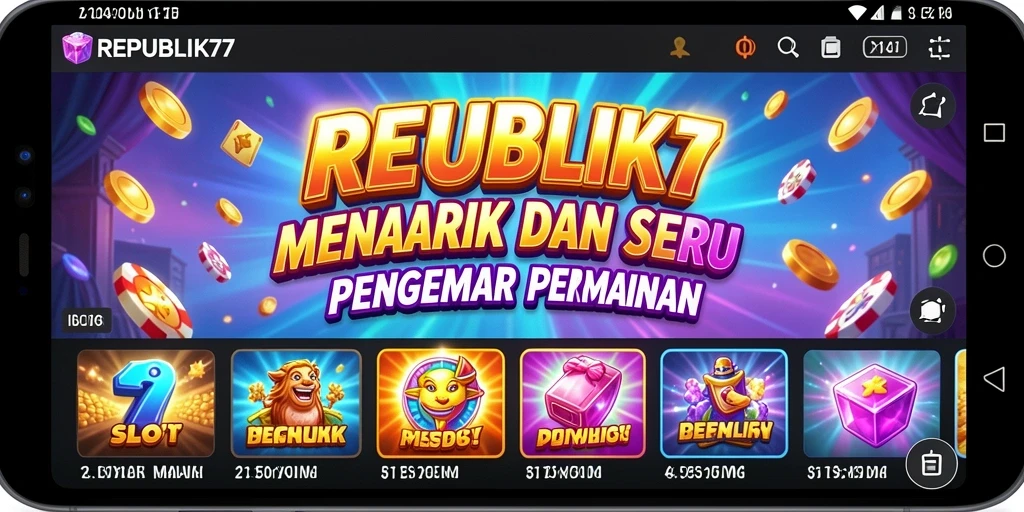 Tangkapan layar utama REPUBLIK77 menunjukkan gameplay Slot yang seru.